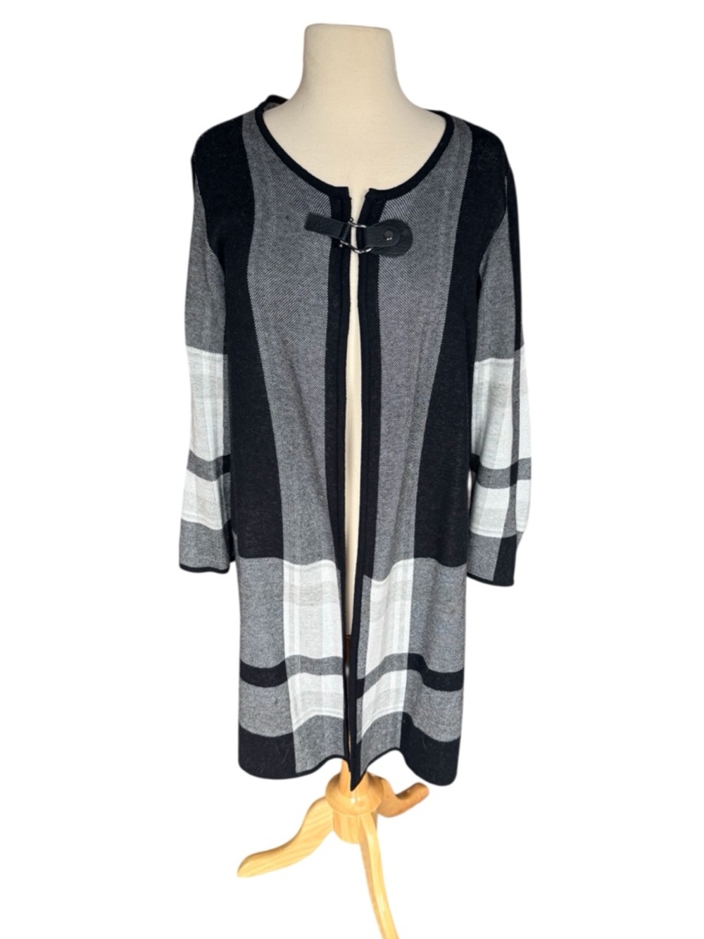 Kasper Black and White Duster Topper Jacket, XL